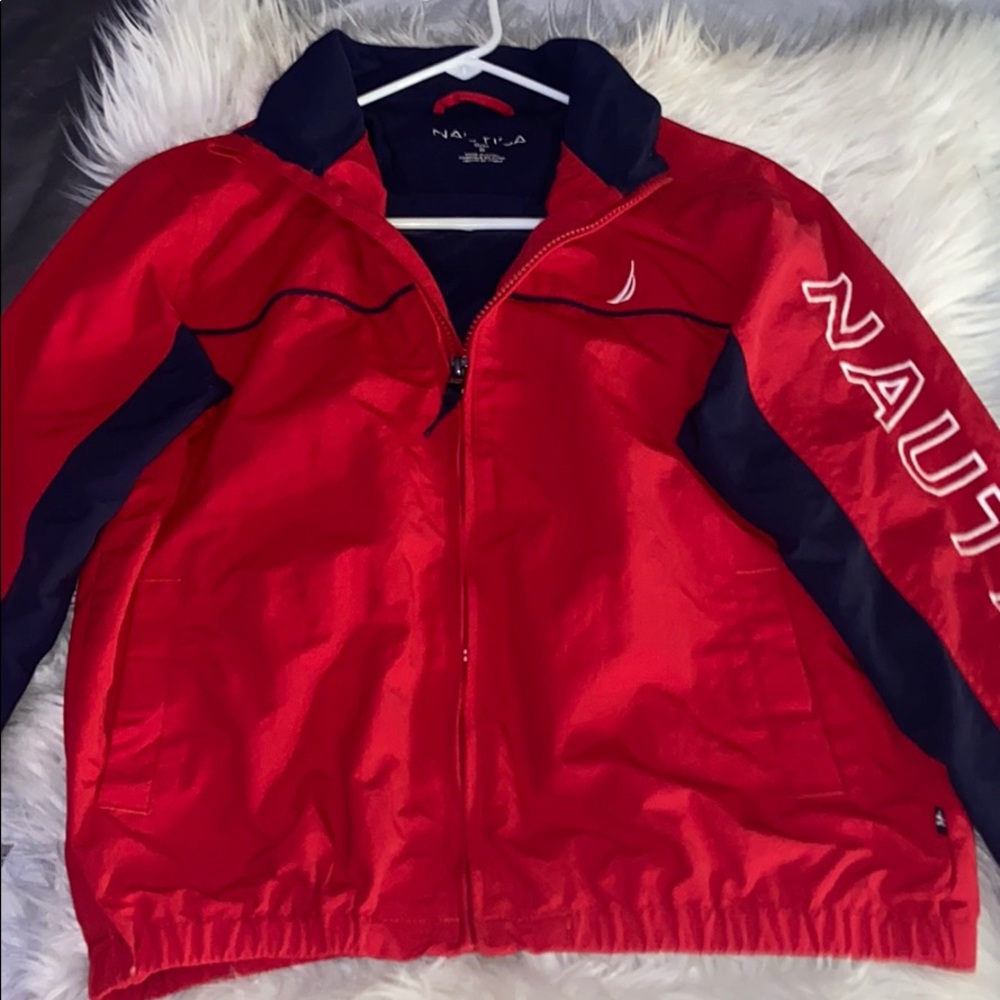Cute Red and navy Nautica lightweight windbreaker
